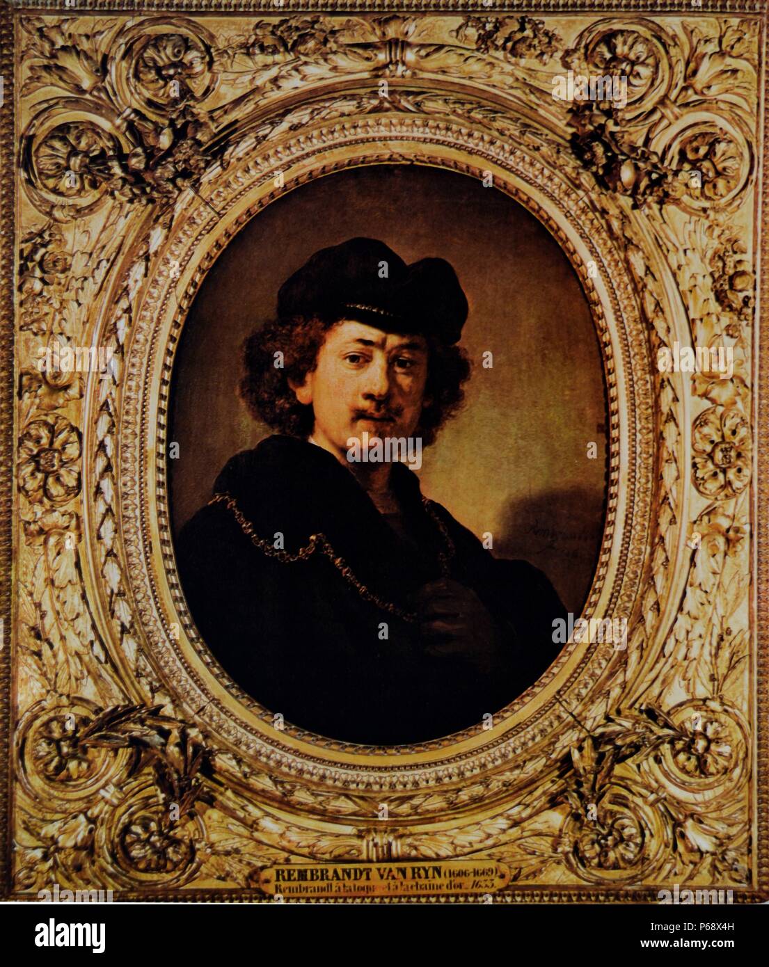 Autoritratto di Rembrandt Harmenszoon van Rijn (1606-1669) pittore olandese e incisore. Risalenti al XVII secolo Foto Stock