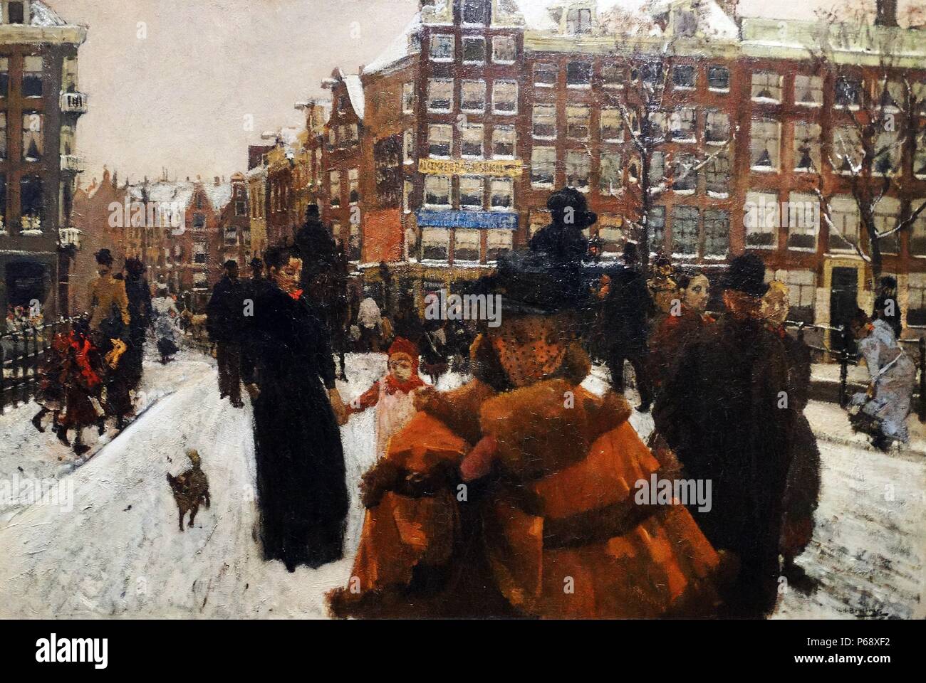 Pittura intitolata 'Il Singel ponte all'Paleisstraat in Amsterdam". Dipinto da George Hendrik Breitner (1857-1923). Datata 1898 Foto Stock