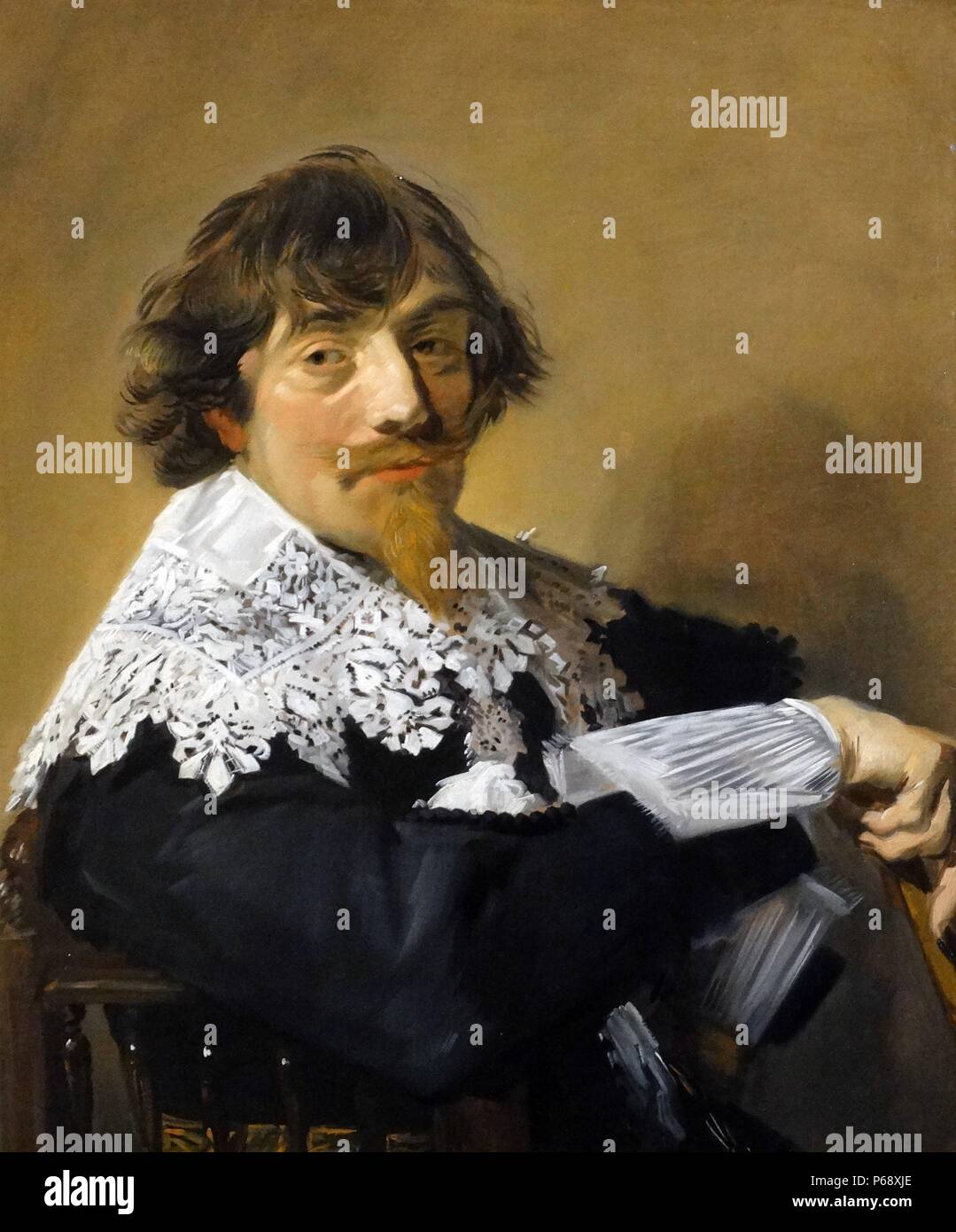 Ritratto di un uomo dipinto da Frans Hals (1582-1666). Dutch Golden Age ritrattista. Risalenti al XVII secolo Foto Stock