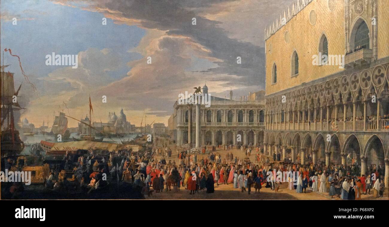 L'arrivo del quarto conte di Manchester a Venezia nel 1707 da Luca Carlevaris (1665-1731) Foto Stock