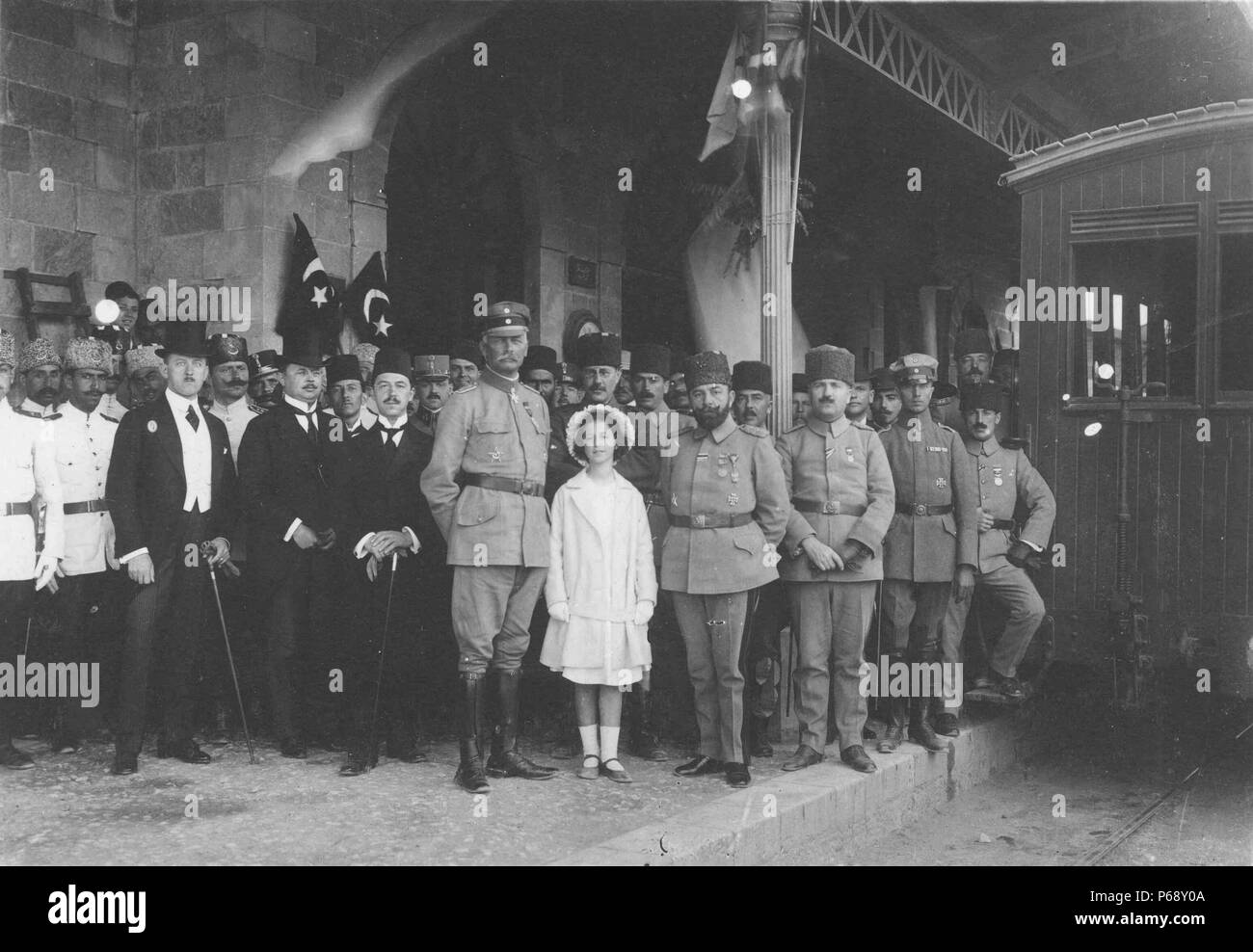 Fotografia del generale Erich von Falkenhayn (1861-1922) al momento del suo arrivo a Gerusalemme. Datata 1917 Foto Stock
