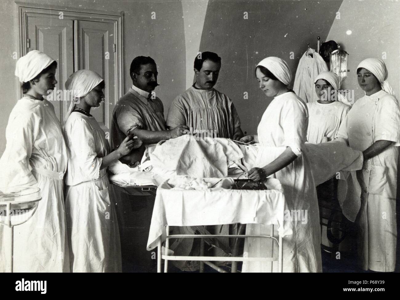 Fotografia di un bagno turco di guerra mondiale un ospedale da campo. Datata 1917 Foto Stock