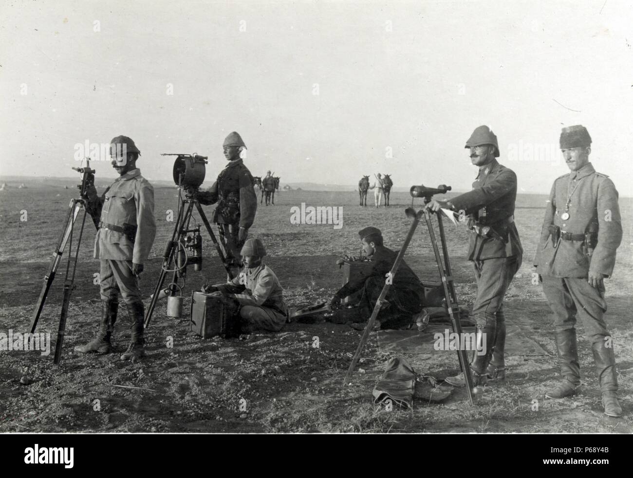 Fotografia dell'esercito turco a heliograph Huj, Gaza. Datata 1917 Foto Stock