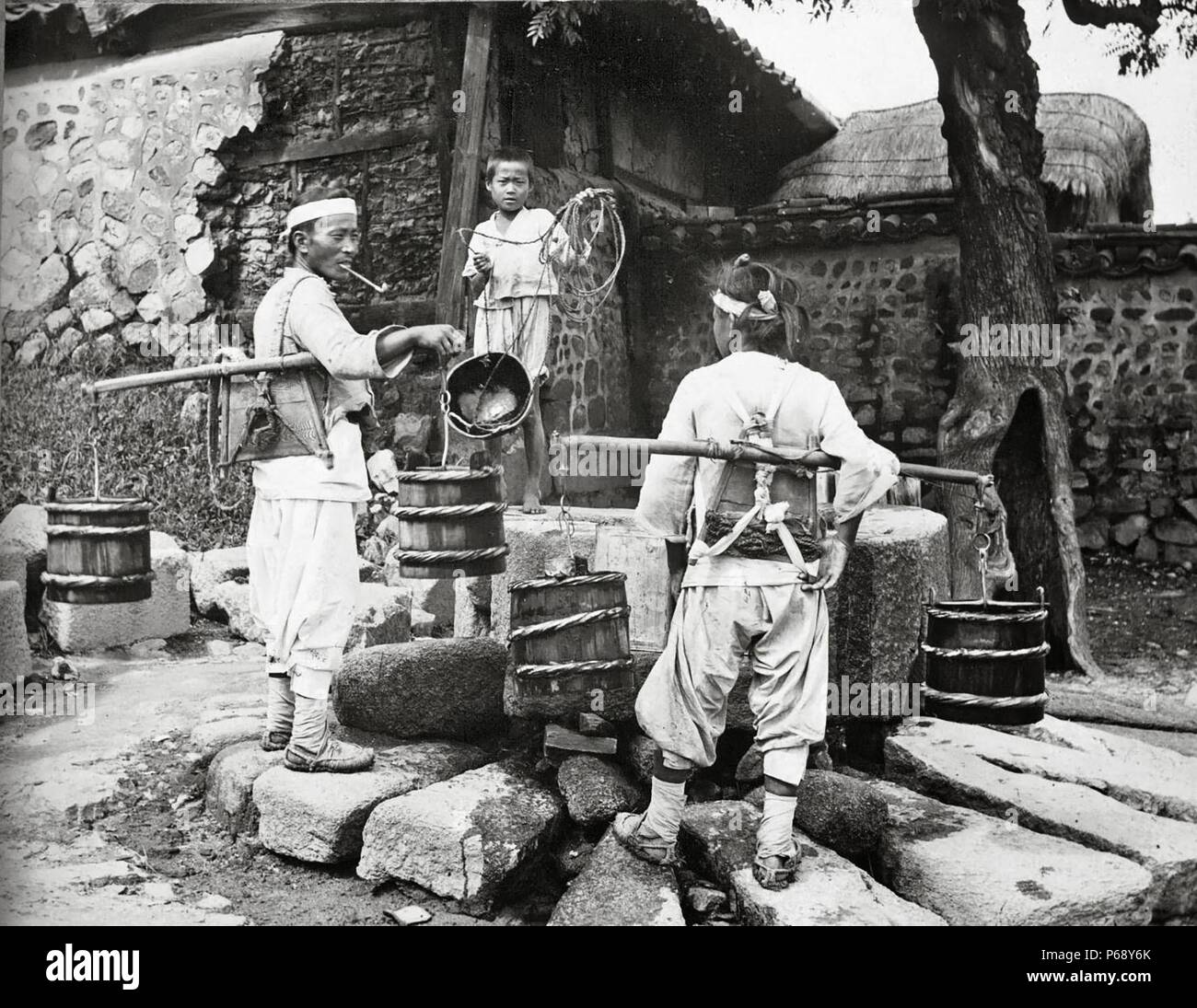 Acqua-carrier in Corea circa 1900 Foto Stock