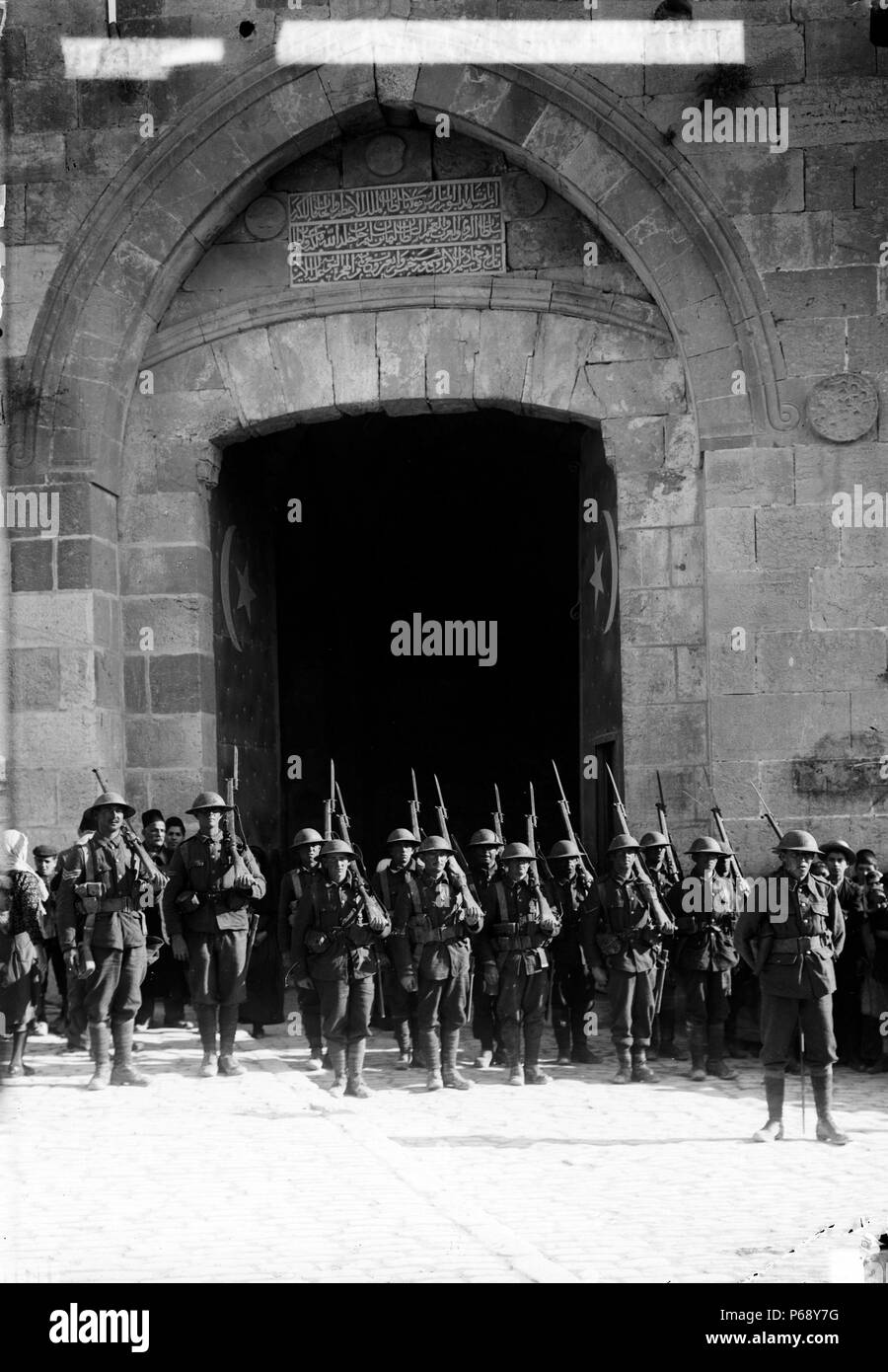 Fotografia che ritrae la consegna di Gerusalemme per il British. Datata 1917 Foto Stock