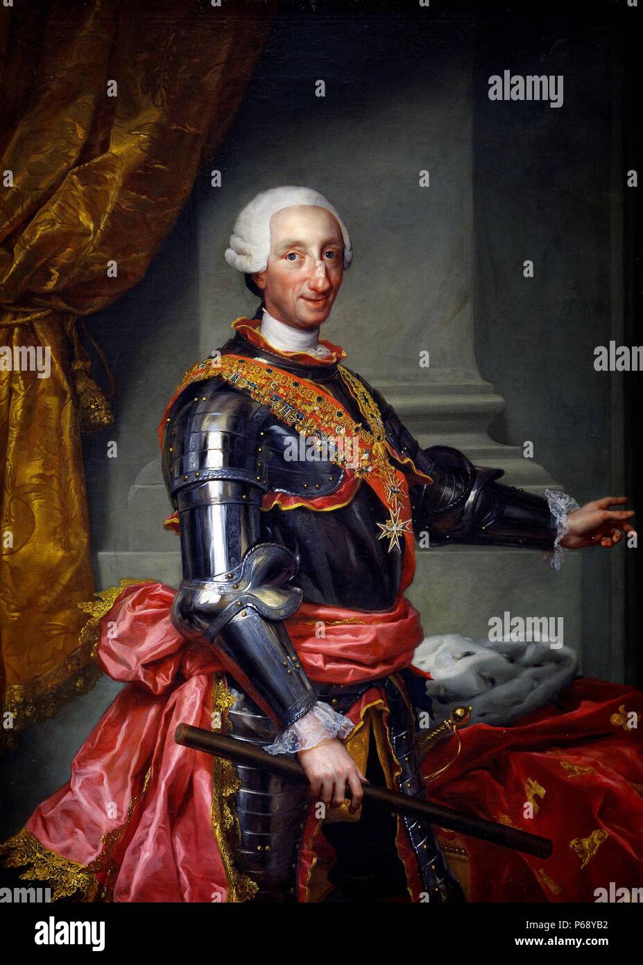 Ritratto di Carlo III (1716-1788), Re di Spagna e lo spagnolo indie. Dipinto da Anton Raphael Mengs (1728-1779). Datata xviii secolo Foto Stock