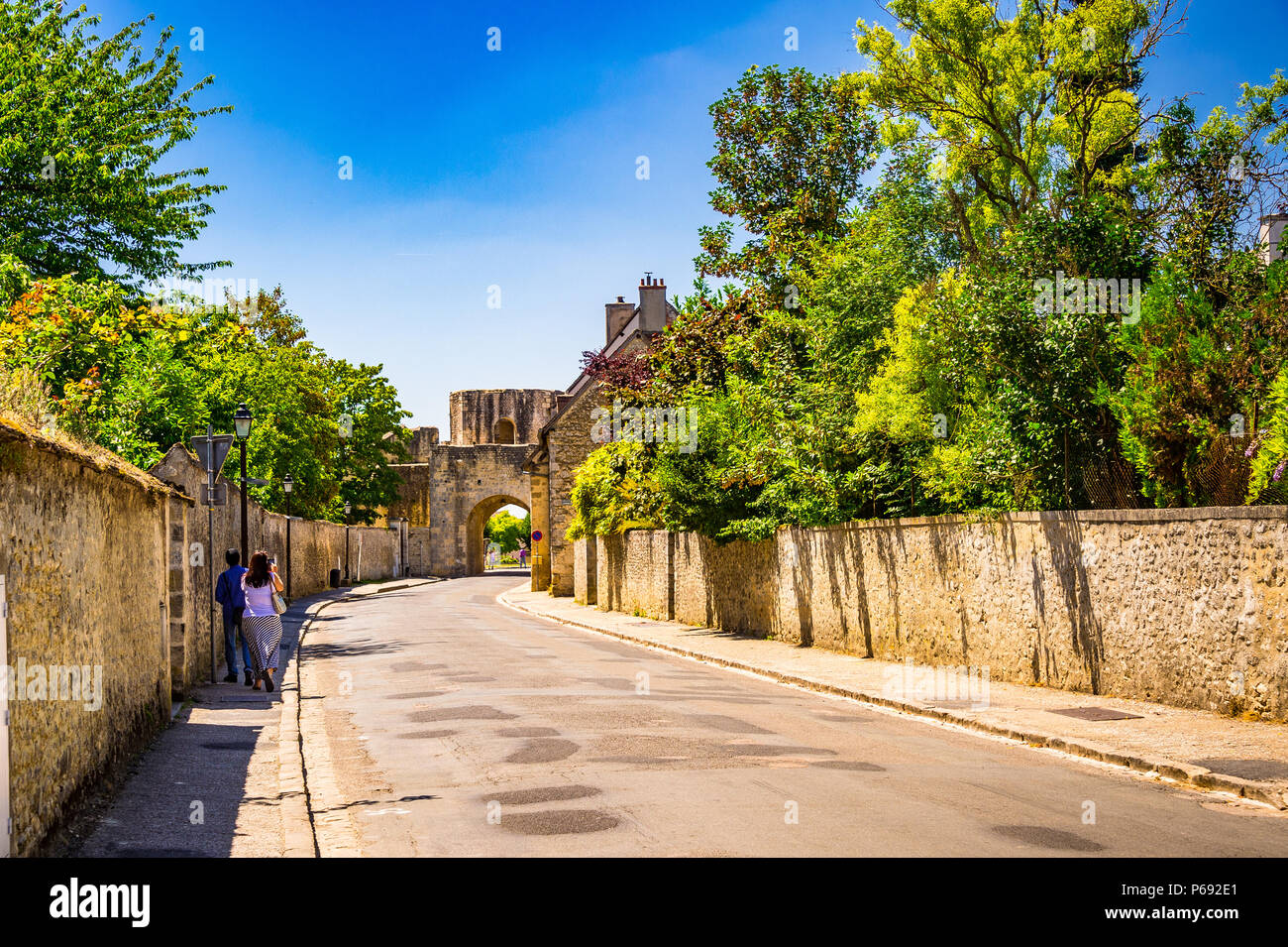 Il medievale cinta fortificata fu costruita nel XIII secolo a Provins, Francia Foto Stock
