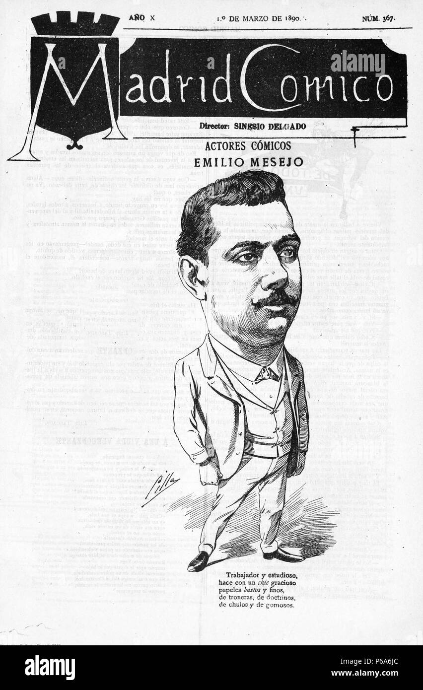 1890-03-01, Madrid Cómico, Emilio Mesejo, Cilla. Foto Stock