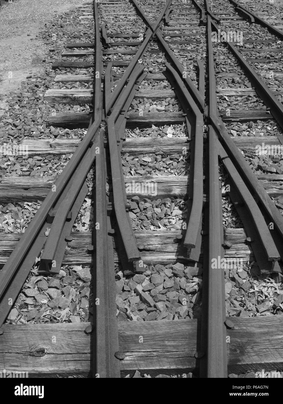 Abbandonata la ferrovia via abstract Foto Stock
