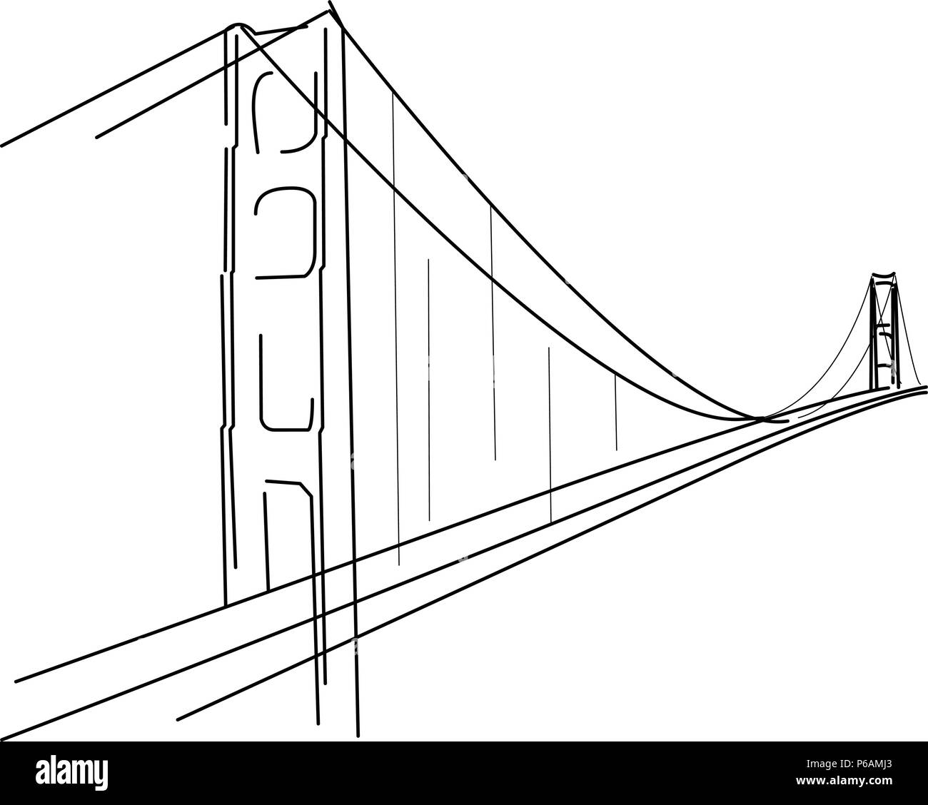 Schizzo simbolico del Golden Gate di San Francisco - ponte silhouette Illustrazione Vettoriale