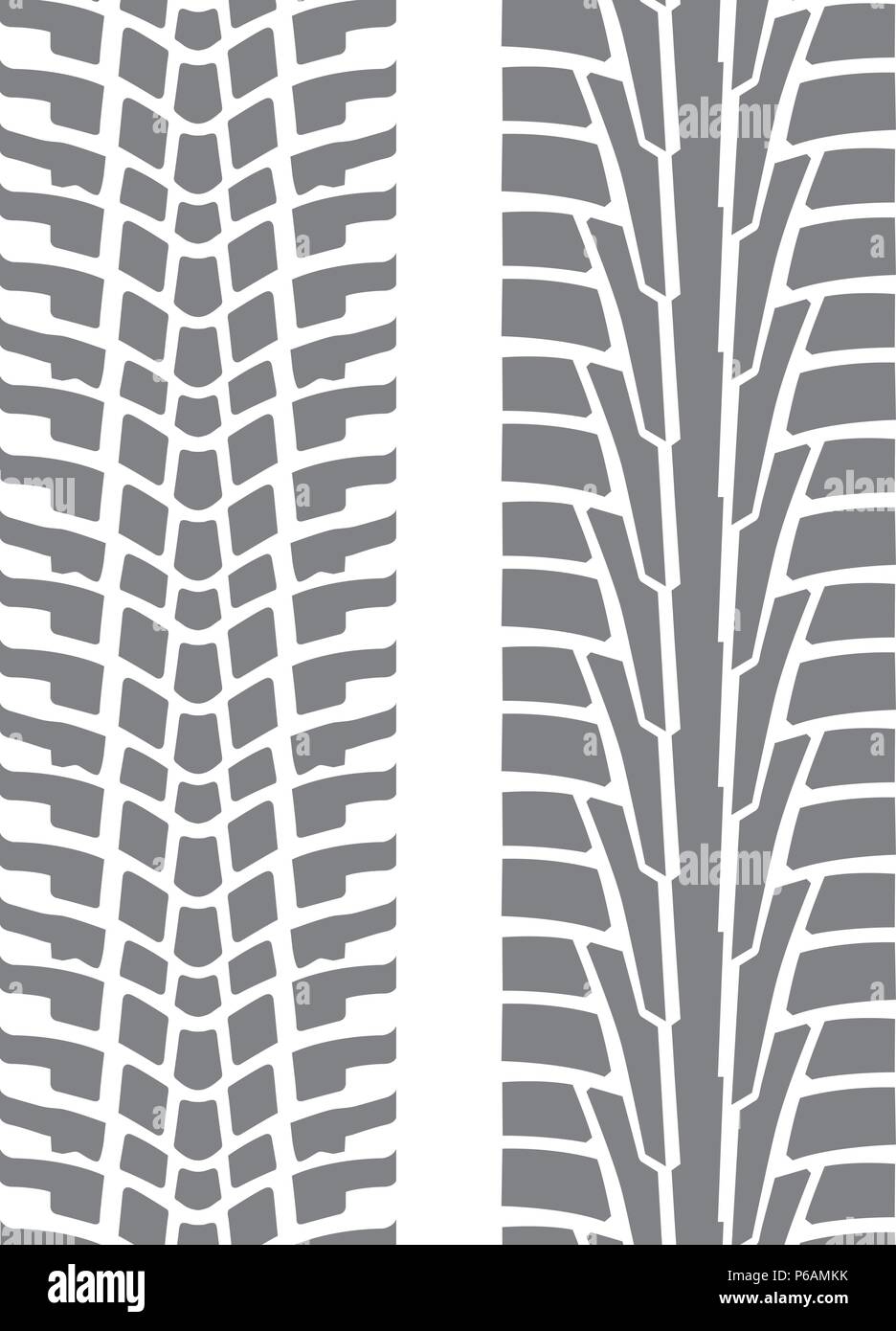 Due seamless tracce di pneumatici modelli - pneumatico della ruota imprint Illustrazione Vettoriale