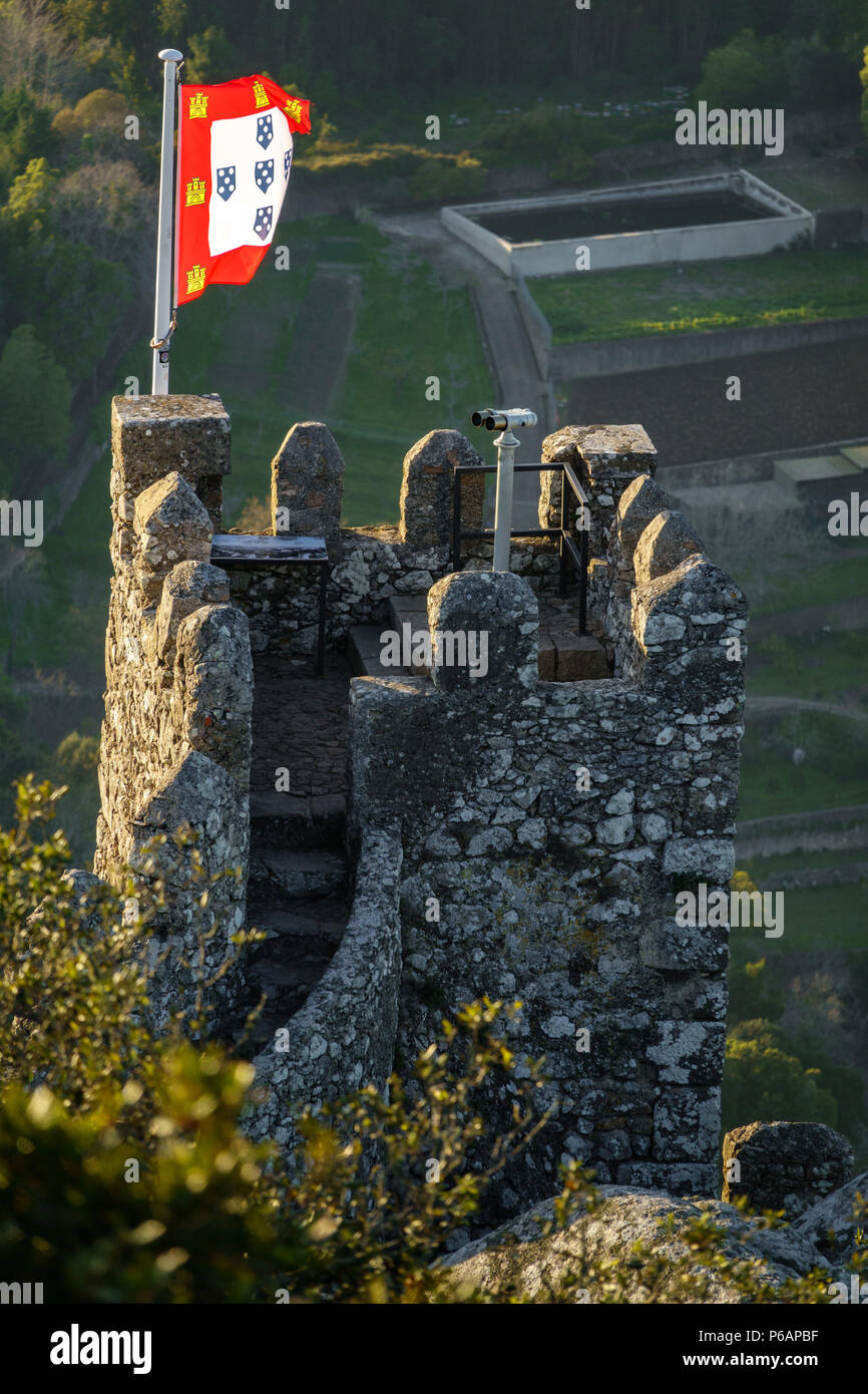 Merli del castello come punto di vista Foto Stock