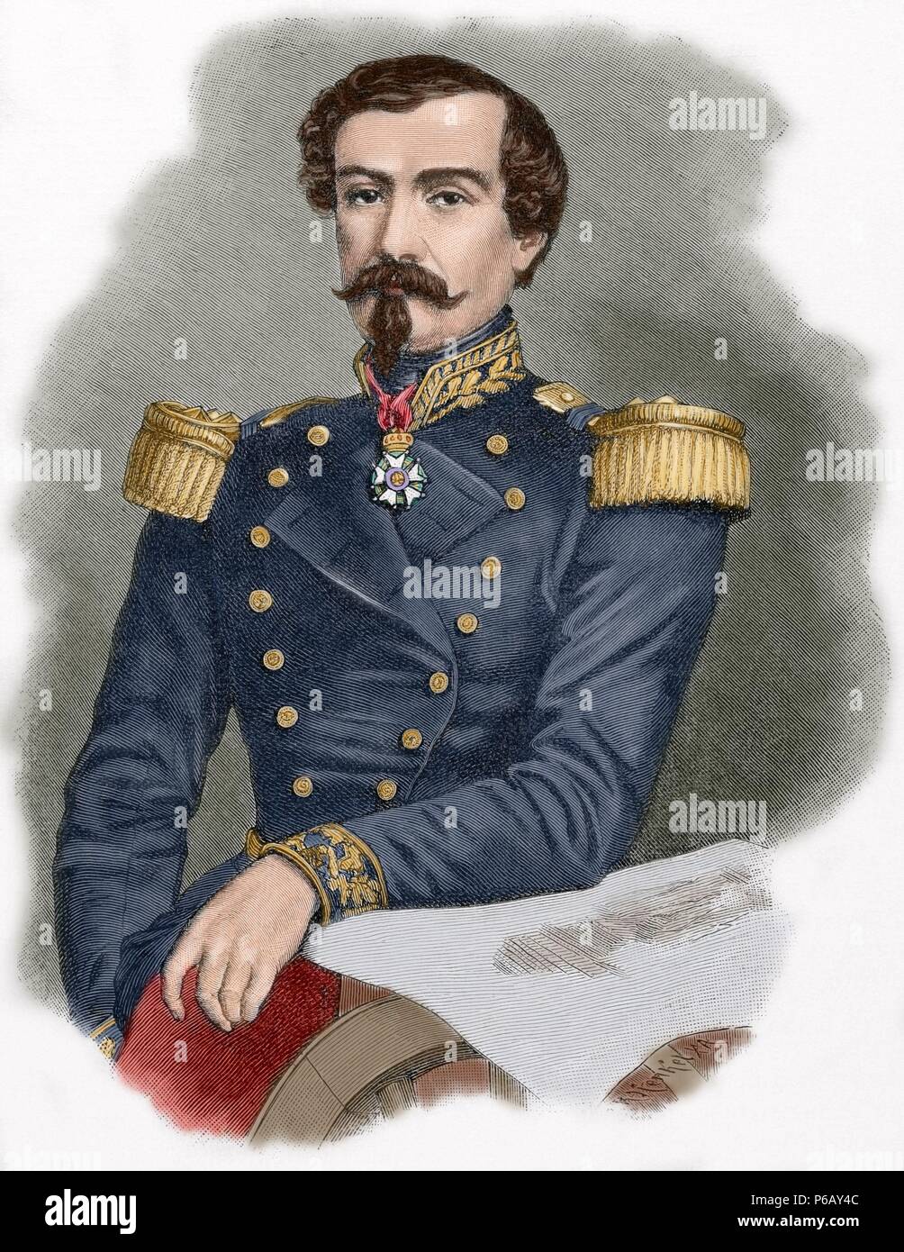 Christophe Leon Louis Juchault de Lamoriciere (1806-1865). Generale Francese. Incisione di R. Henkel. Il nostro secolo, 1883. Colorati. Foto Stock