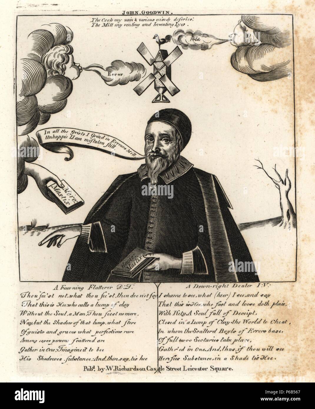 John Goodwin, presbitero predicatore, morì 1665, di 72 anni. Incisi da una rara stampa. Incisione su rame da Richardson "Ritratti che illustra Granger biografico della storia dell'Inghilterra", London, 1792-1812. Pubblicato da William Richardson, printseller, Londra. James Granger (1723-1776) era un ecclesiastico inglese, biografo e collezionista di stampa. Foto Stock