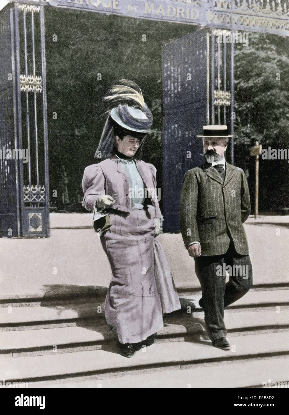 Francesc Ferrer i Guardia (1859-1909). Il Catalano Spagnolo libero pensatore e anarchico. Francisco Ferrer e Soledad Villafranca, 1894. Madrid. Spagna. Agenzie. Foto Stock