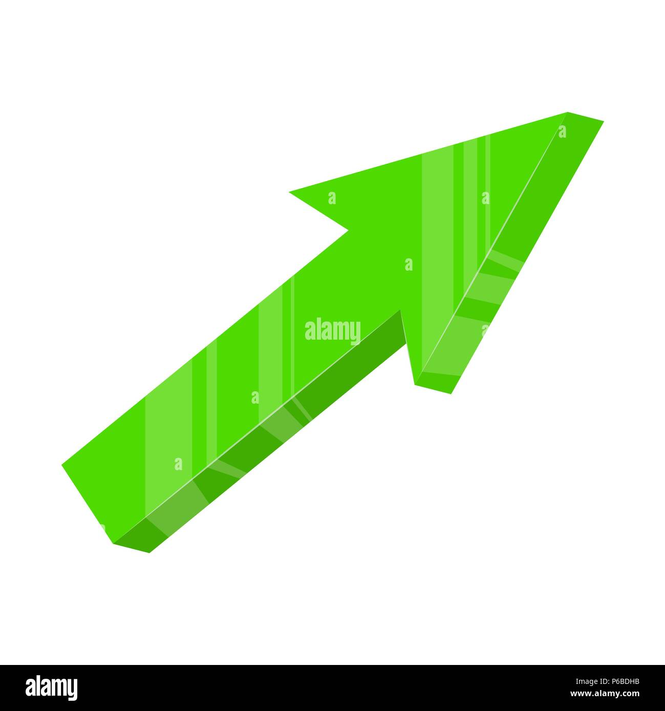 Freccia verde in alto design isolato su sfondo bianco Illustrazione Vettoriale