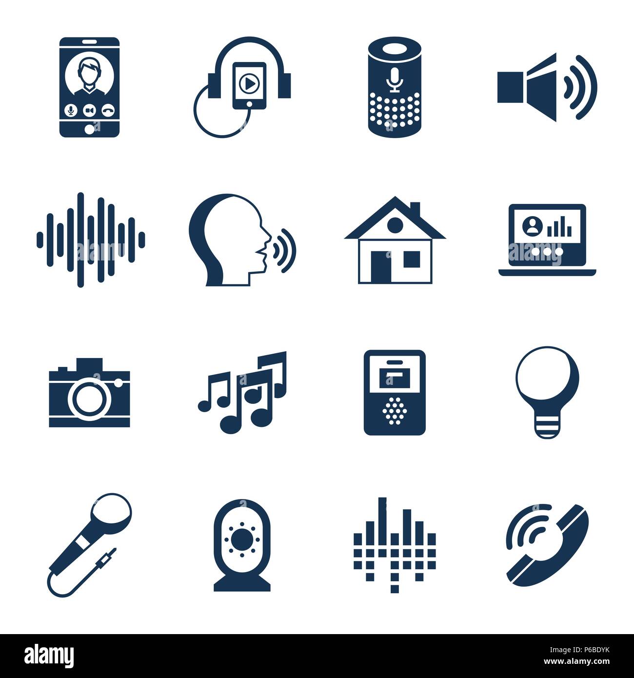 Vettore digitale di controllo vocale interfaccia utente e intelligenza artificiale imposta icona infographics Illustrazione Vettoriale