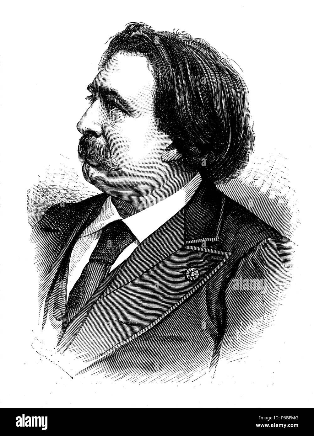 Gustavo Doré (1833-1883), dibujante, pintor y escultor francés. Grabado de 1883. Foto Stock