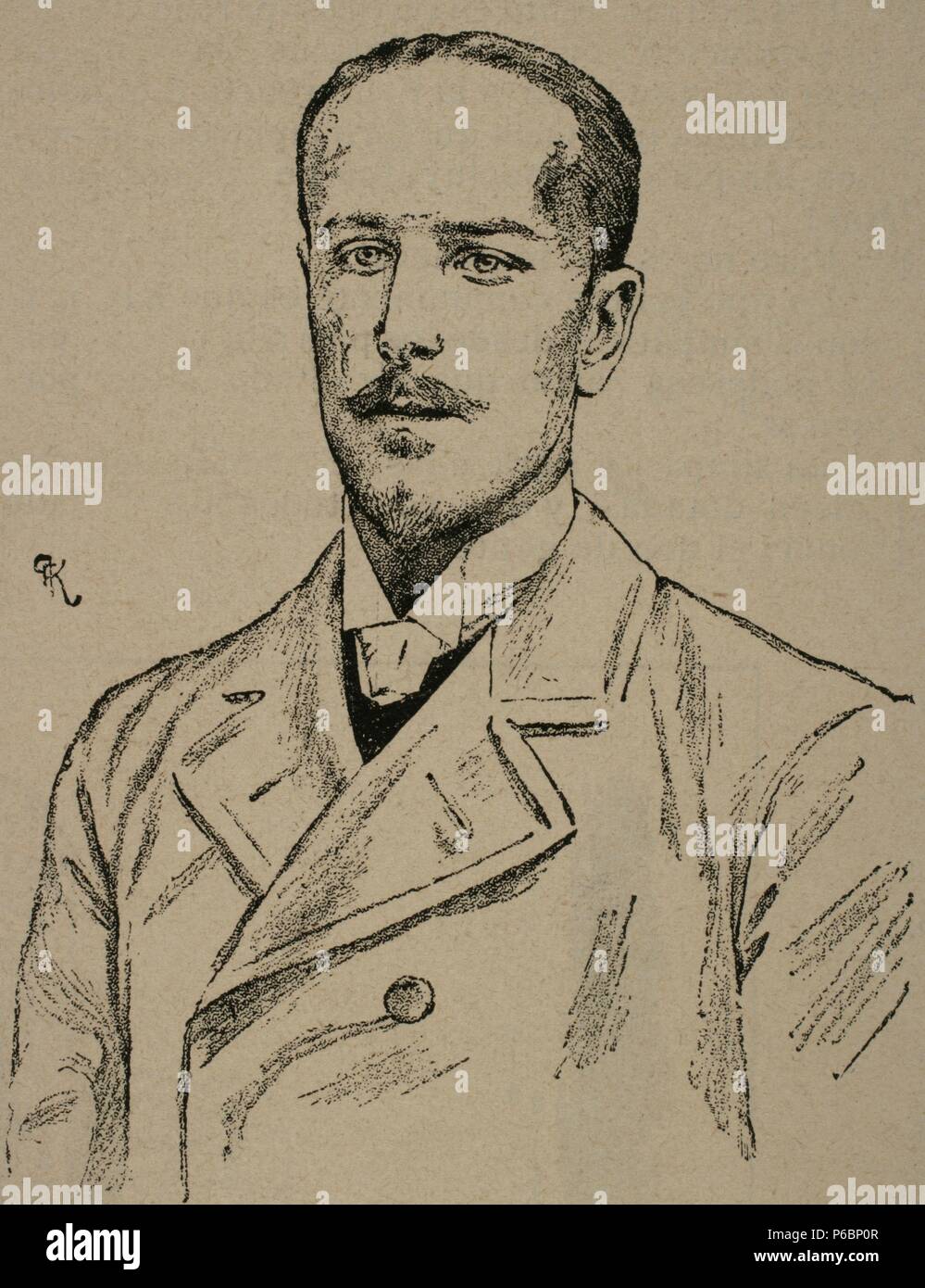 Fernand Khnopff (1858-1921). Pittore belga. Incisione di Khnopff. La illustrazione iberica, 1891. Foto Stock