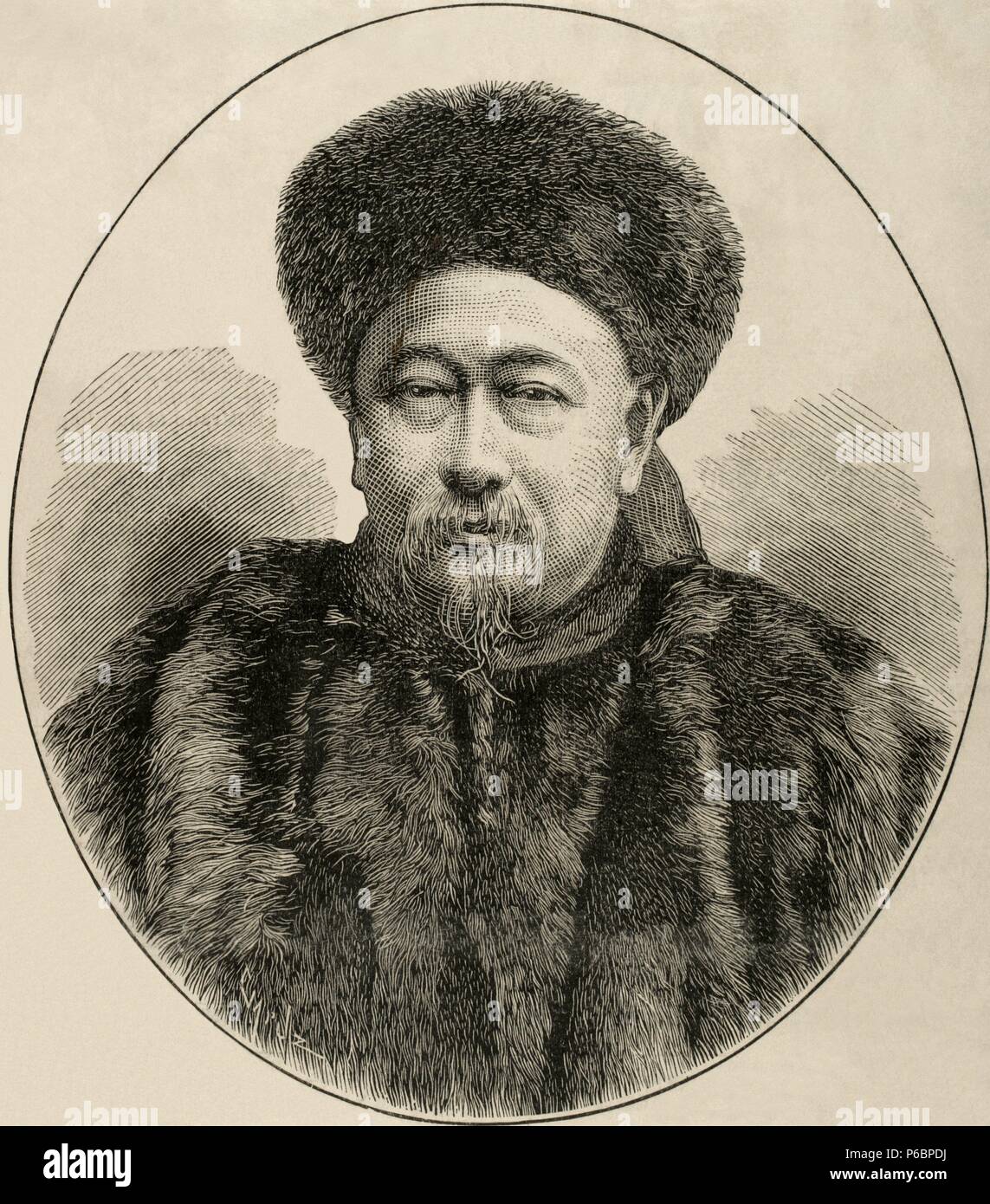 Guo Songtao (Kuo Ta-Jen) (1818-1891). Diplomatico cinese. Incisione di Capuz. La spagnolo e illustrazione americana, 1887. Foto Stock