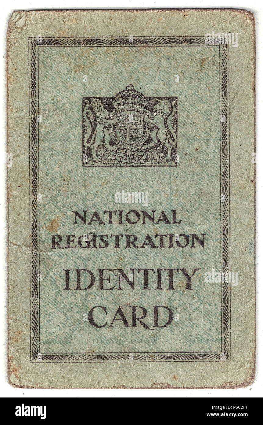 British National Registration Carta di Identità, Regno Unito 1946 Foto Stock