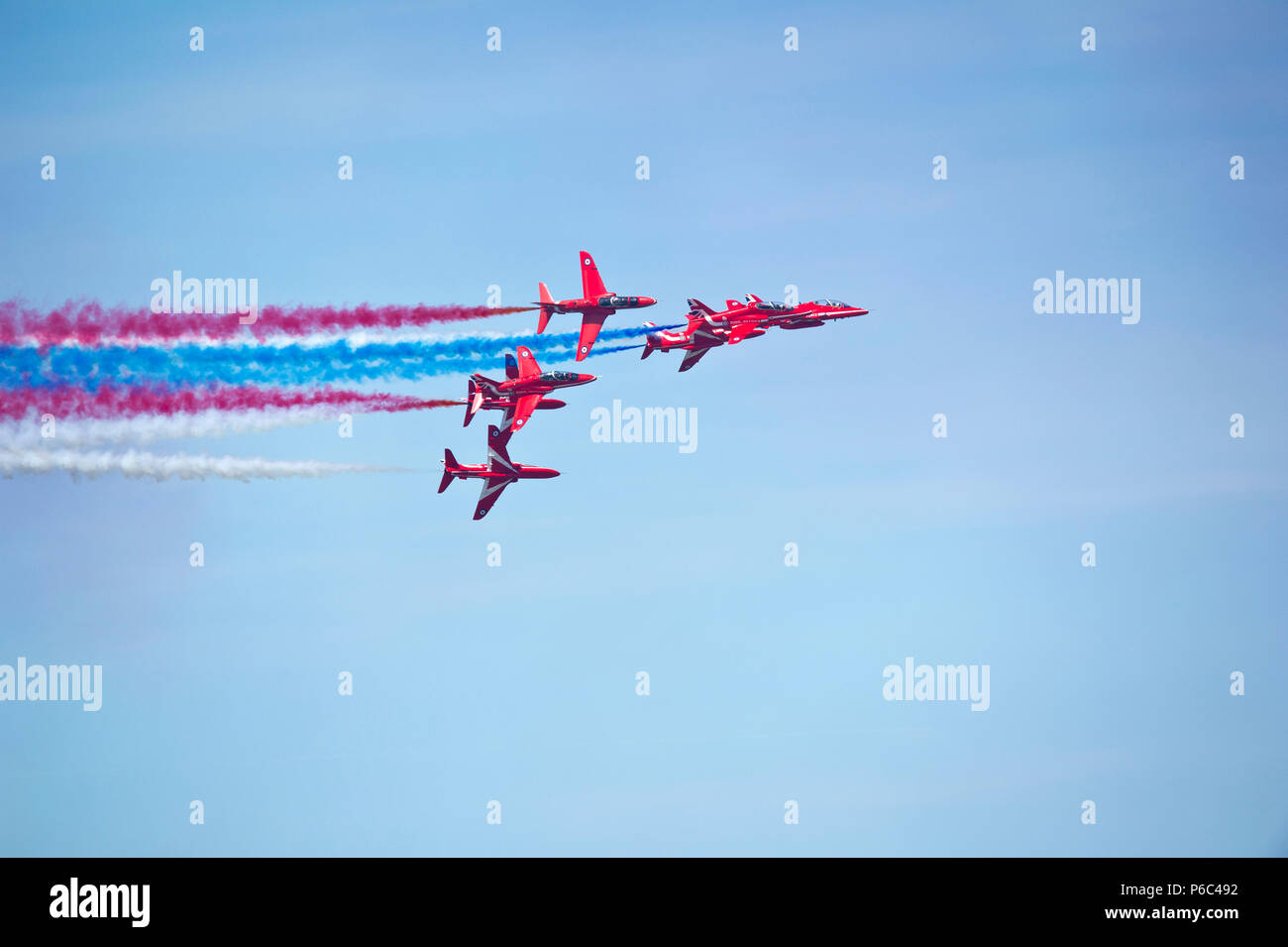 Le frecce rosse nella RAF centenario livrea, Weston Air Festival 2018 Foto Stock