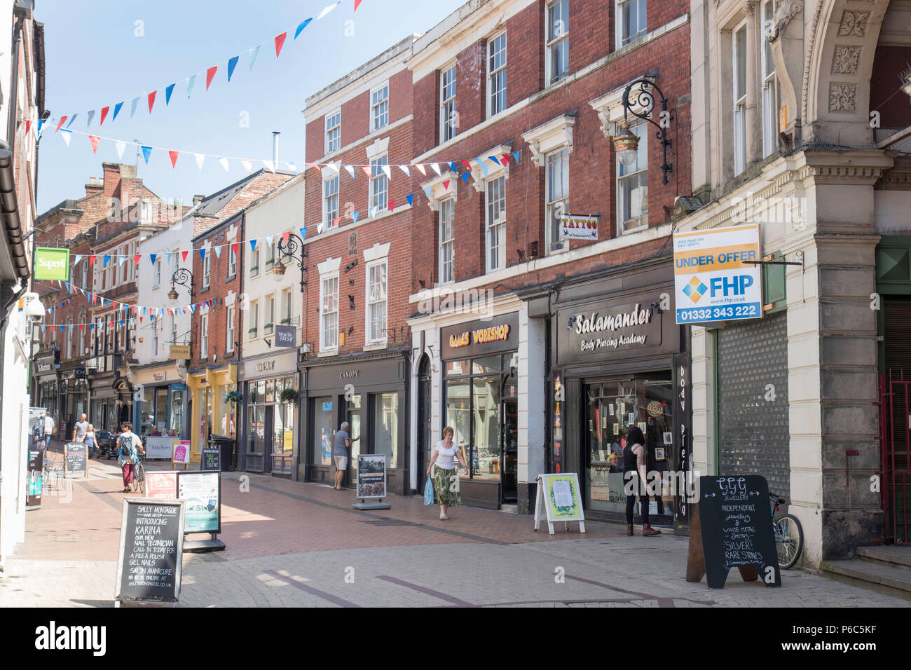 Derby pedonale zona shopping Foto Stock