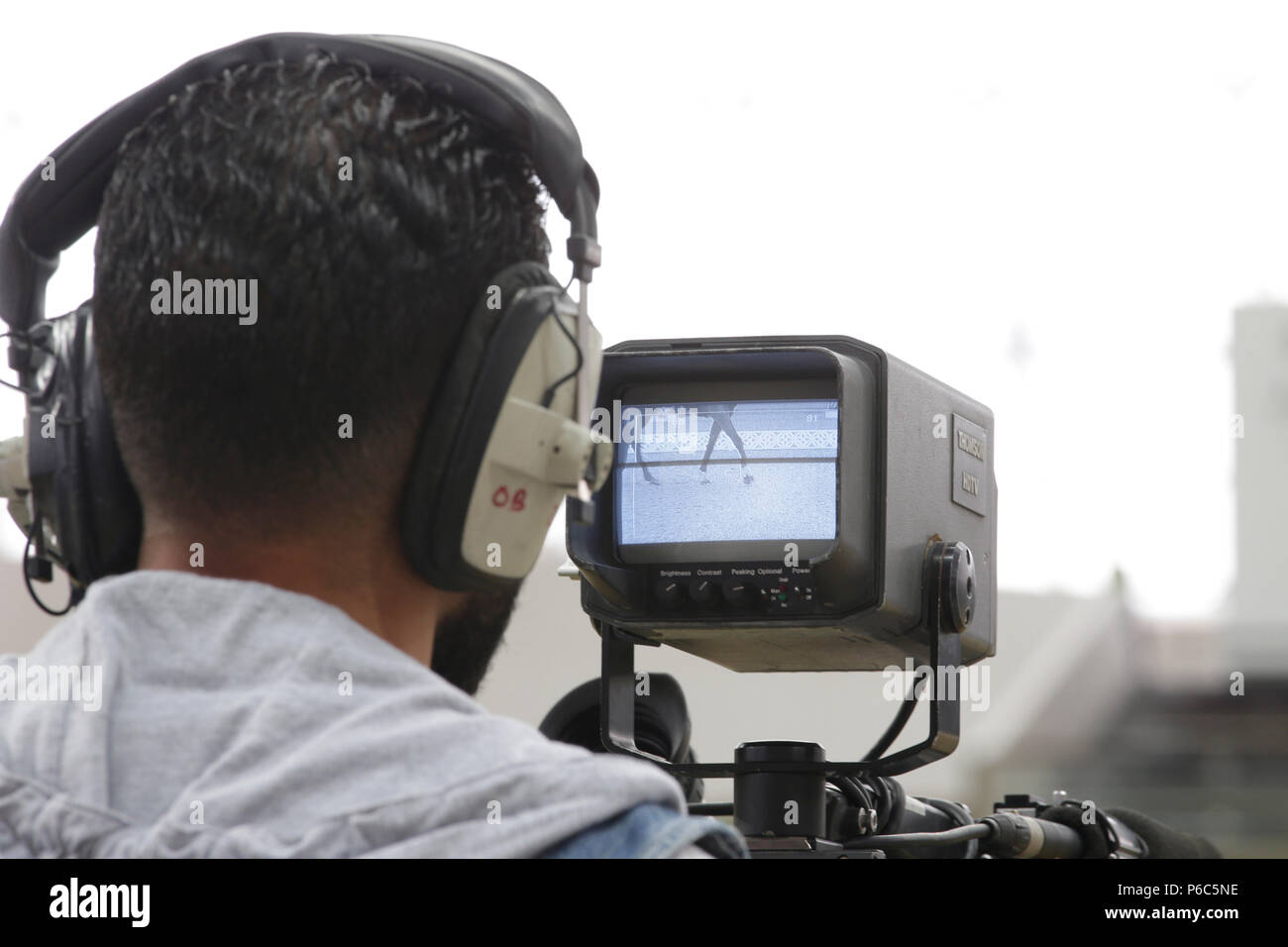 Doha, cameraman al lavoro su un torneo di dressage Foto Stock