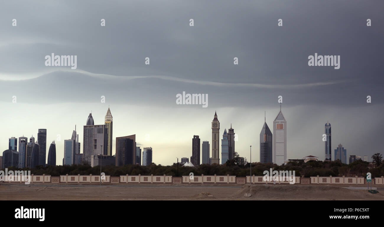 Dubai, Emirati arabi uniti, panorama dello skyline Foto Stock