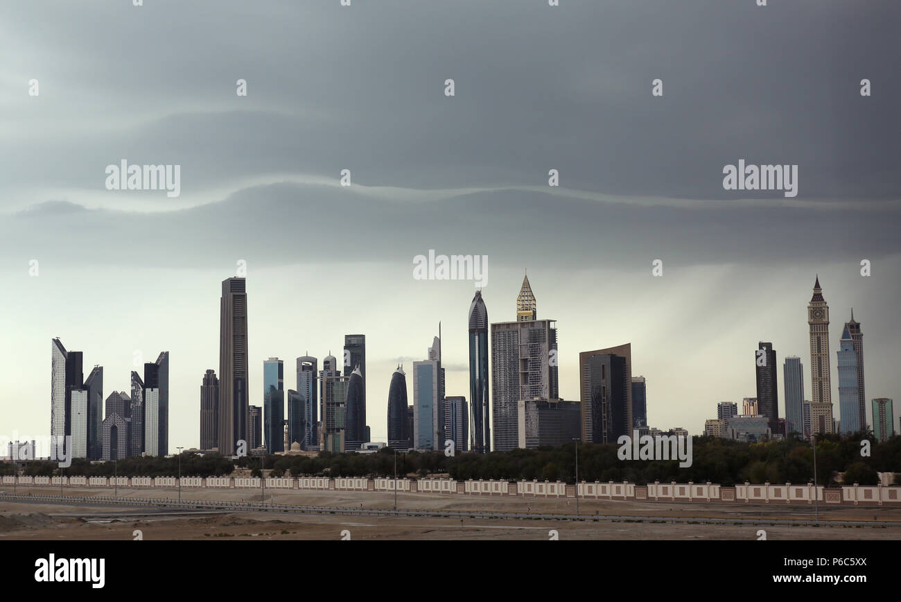 Dubai, Emirati arabi uniti, panorama dello skyline Foto Stock