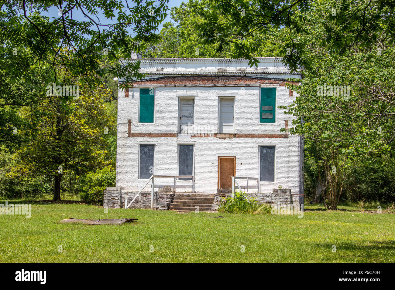 Steven Barker a due piani in mattoni casa slave, Old Cahawba parco archeologico, Orrville, AL, USA, 36767 Foto Stock