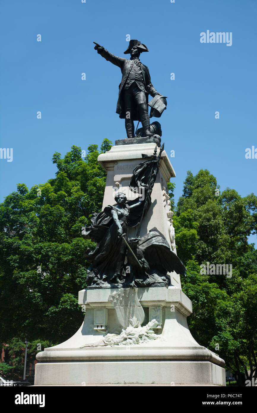 Generale Rochambeau statua, Lafayette Park, Washington,DC, Stati Uniti d'America Foto Stock