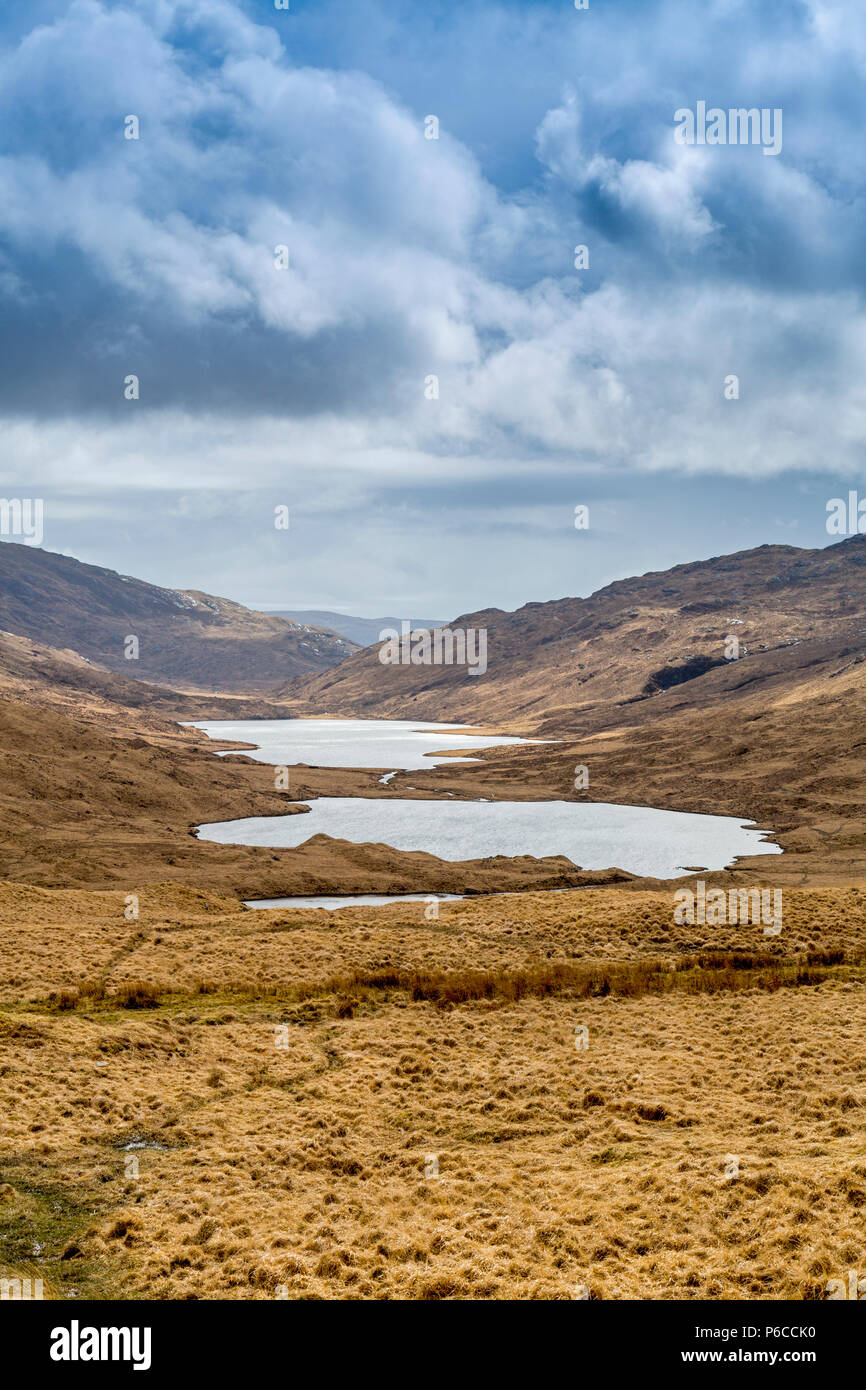 Loch un Ellen e Loch Airde Glais in Glen More, Isle of Mull, Argyll and Bute, Scotland, Regno Unito Foto Stock