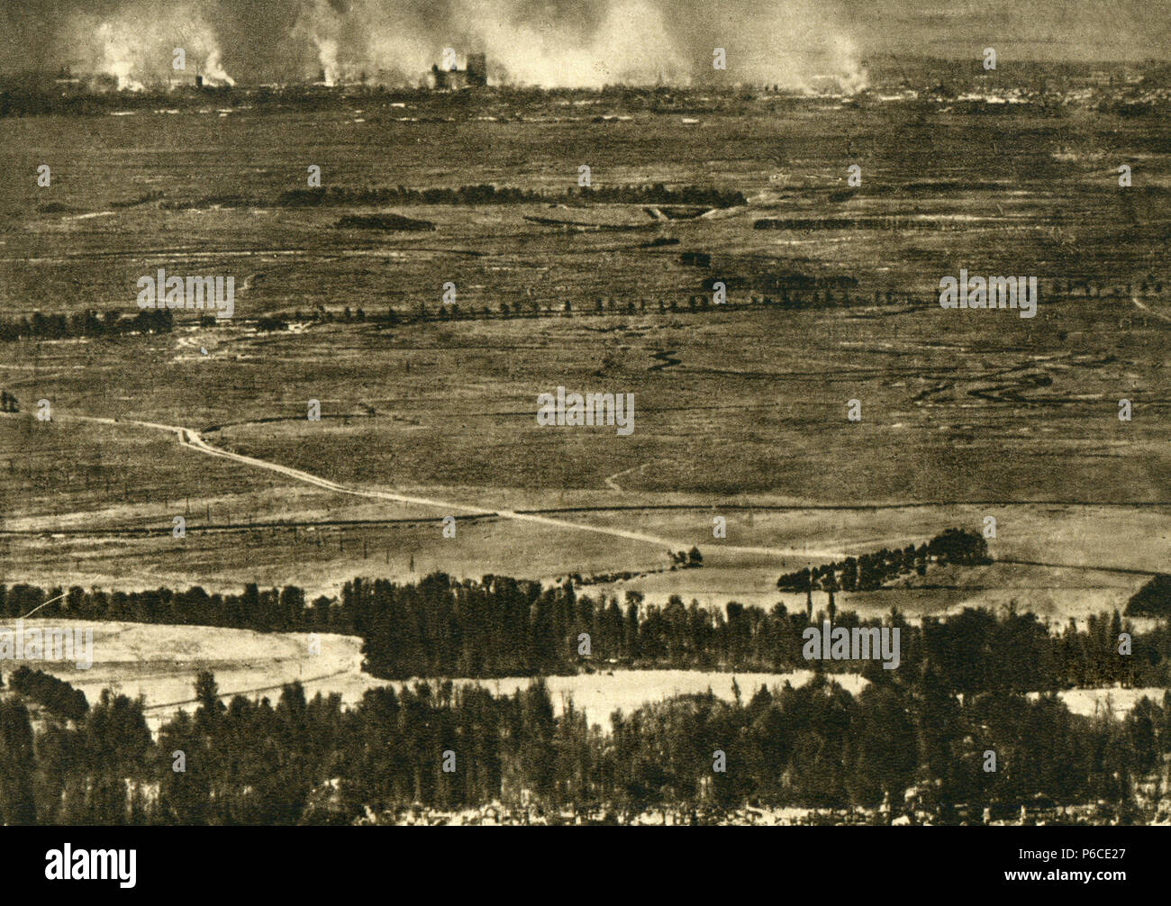 Fire, Reims, foto di guerra, ww1, la prima guerra mondiale, la prima guerra mondiale Foto Stock