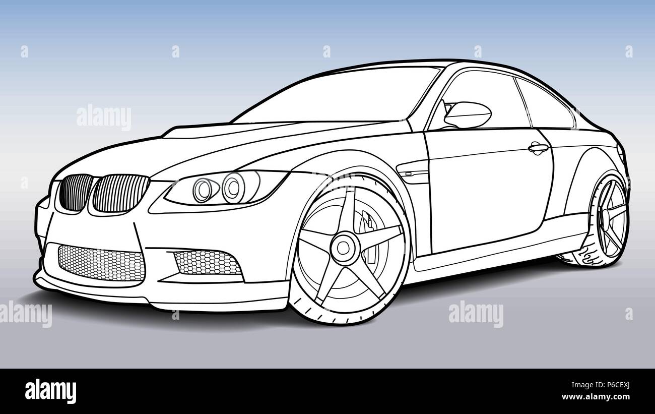 Vettore Dettagliate Disegnare Un Piatto Auto Sportive Con Corsa Nero Opzione Personalizzata In Grado Di Colore Per I Bambini Libro Di Disegno Immagine E Vettoriale Alamy