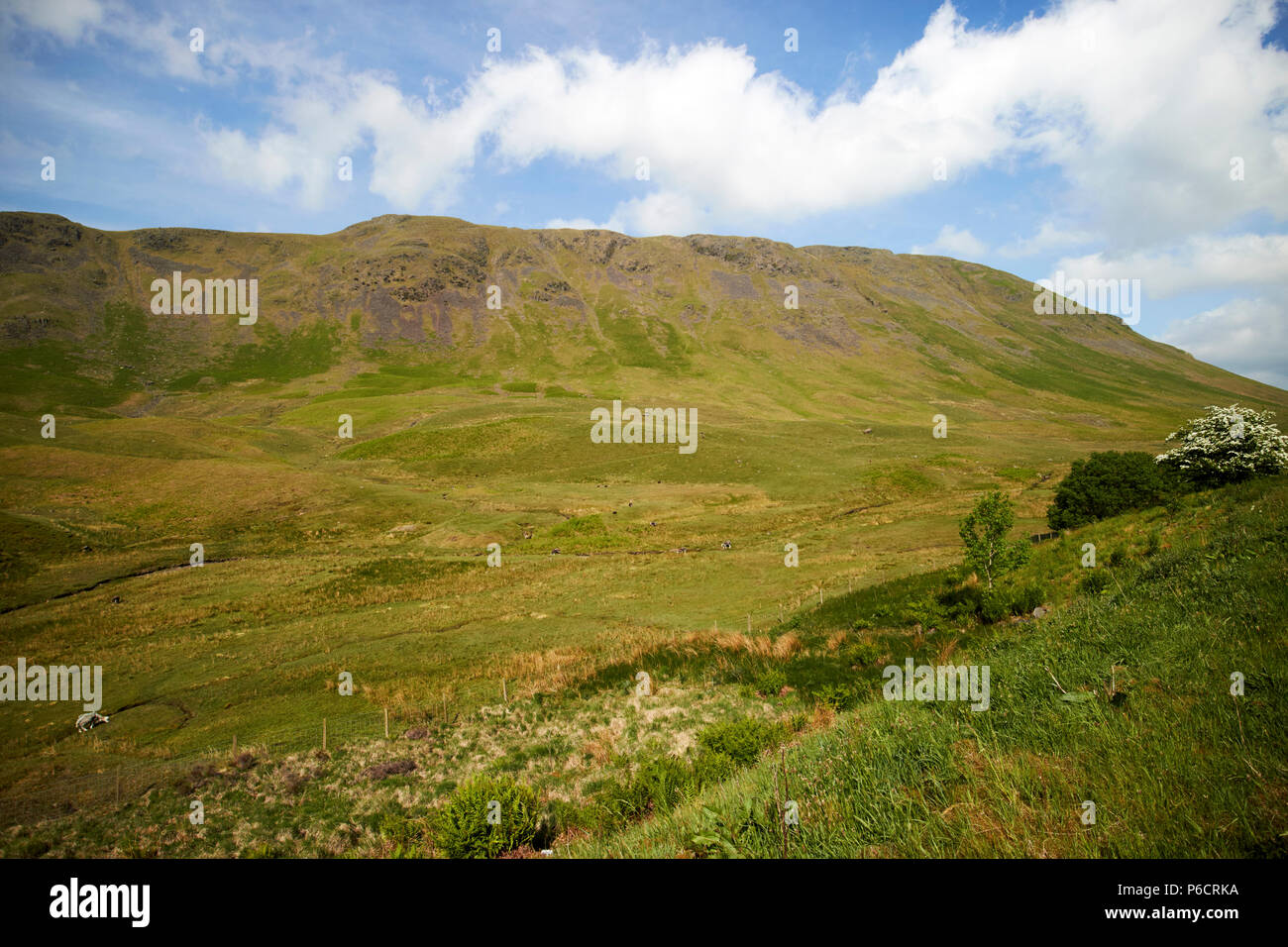 Cadde in acciaio campi e colline dunmail sollevare nel Lake District Cumbria Inghilterra England Regno Unito Foto Stock