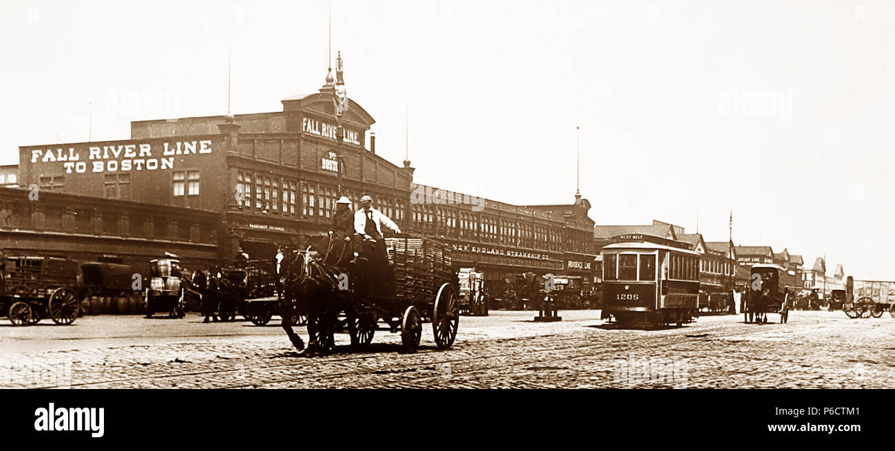 Pier 14, New York Docks, agli inizi del novecento Foto Stock