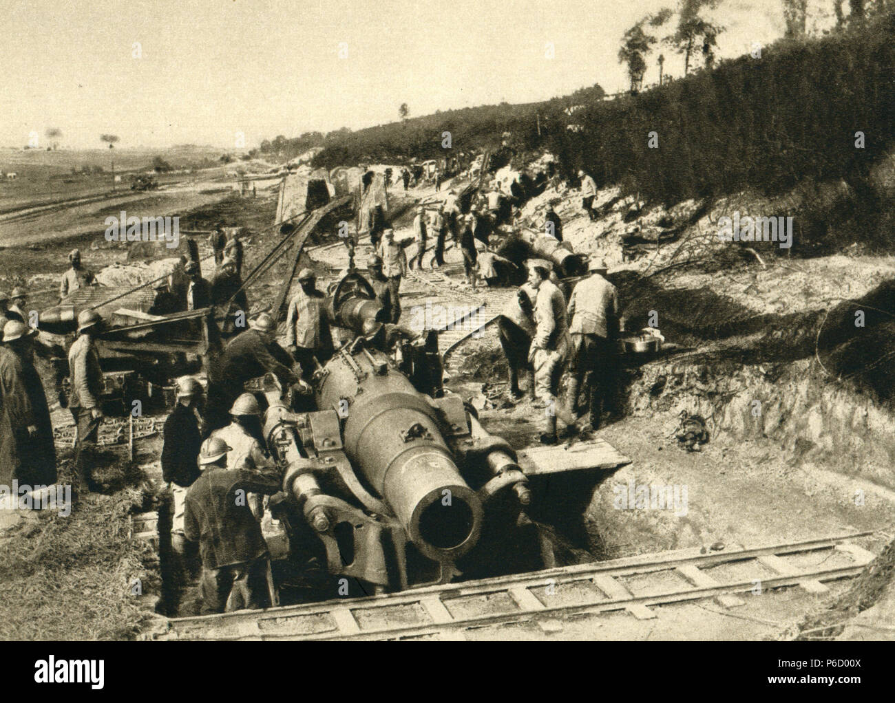 La prima guerra mondiale, somme, lotta, 280 mm di malta, schlucht von braquette, ww1, la prima guerra mondiale, la prima guerra mondiale Foto Stock