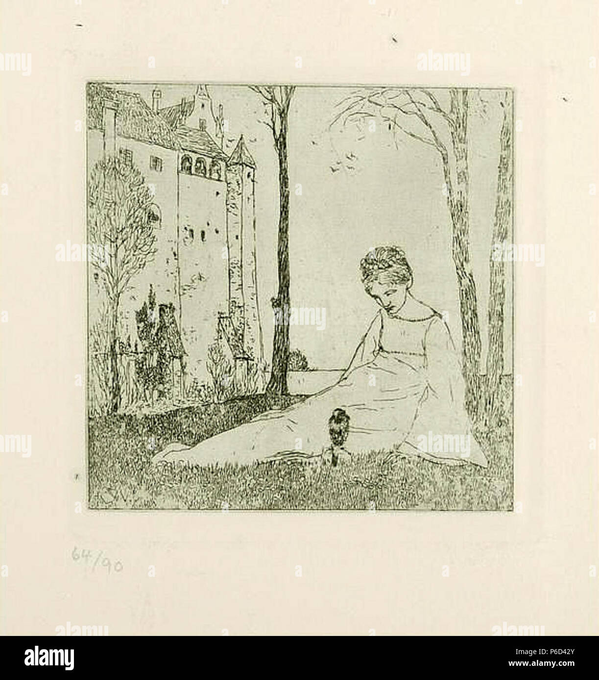 Rosamunde. Radierung. 11 x 11 cm. 1904 52 Heinrich Vogeler Rosamunde 1904 Foto Stock