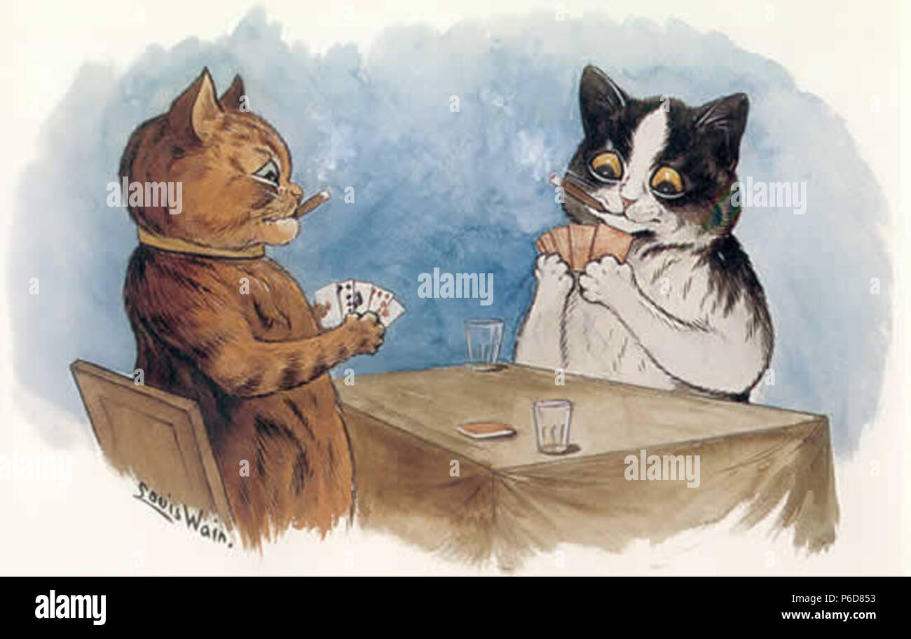 : - Inglese: Louis Wain, gatti giocando a poker. Prima 1915 80 Wein catpoker Foto Stock