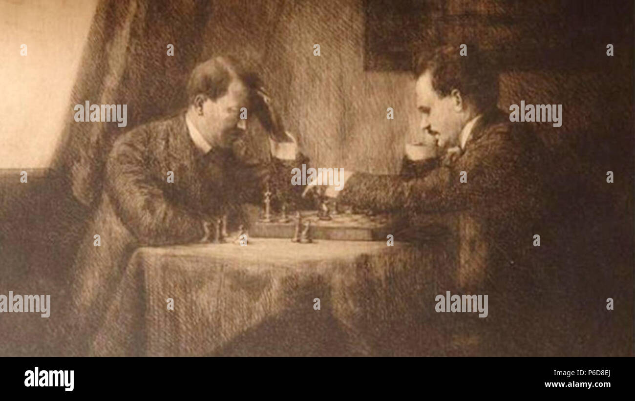 83 Игра в шахматы - Ленин с Гитлером - Вена 1909 Foto Stock