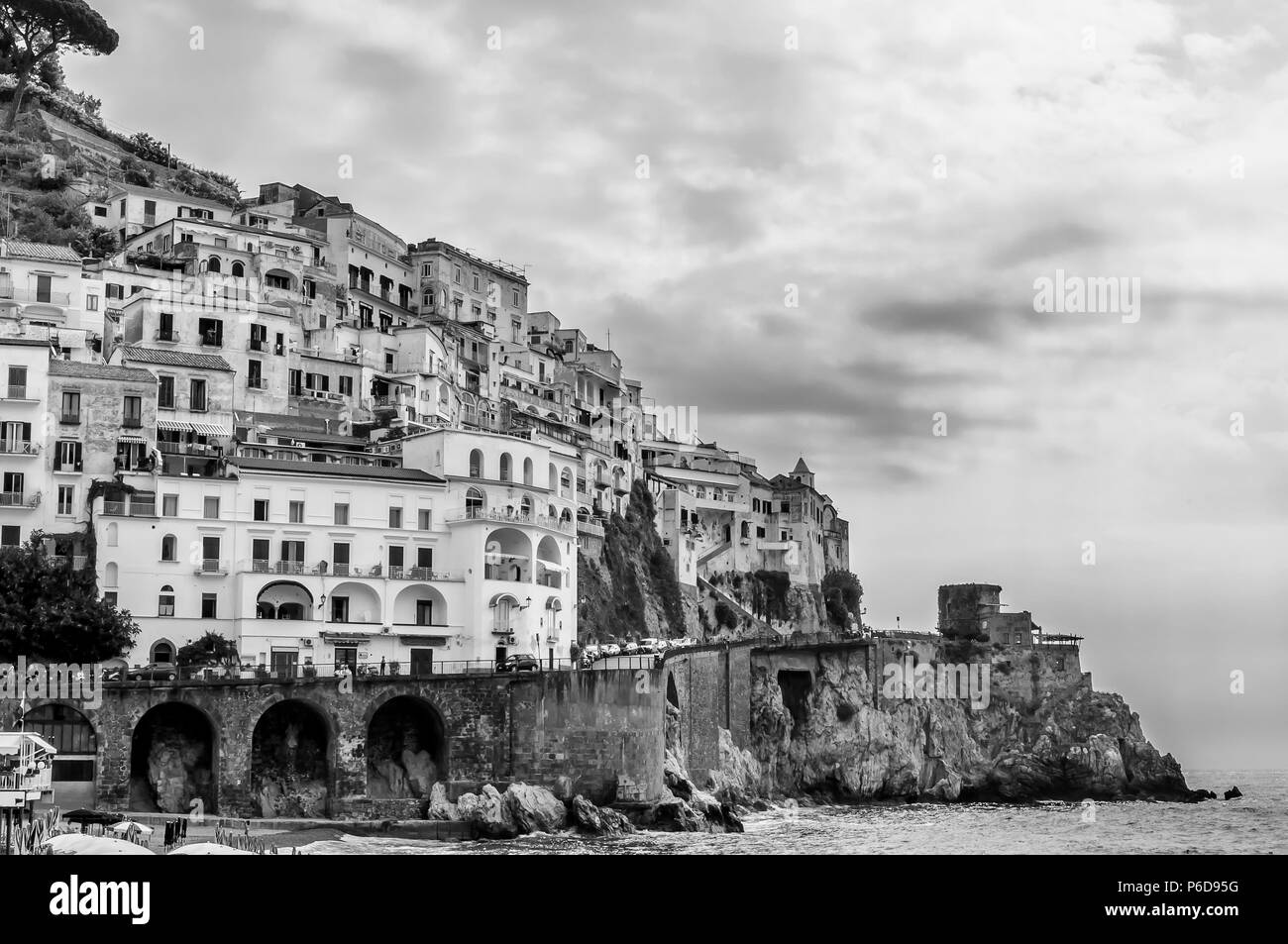 Bella vista vintage di Amalfi e la Costiera Amalfitana, Campania, Italia Foto Stock