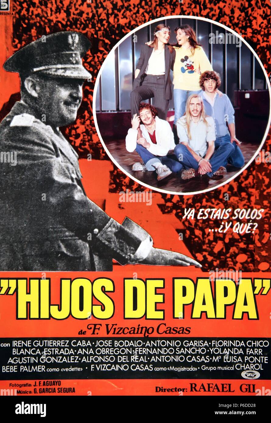 PELICULA : HIJOS DE PAPA , 1980. BASADA EN LA NOVELA HOMONIMA DE FERNANDO VIZCAINO CASAS. Direttore : RAFAEL GIL. ACTORES : IRENE GUTIERREZ CABAÑA , JOSE BODALO, ANA OBREGON. Foto Stock