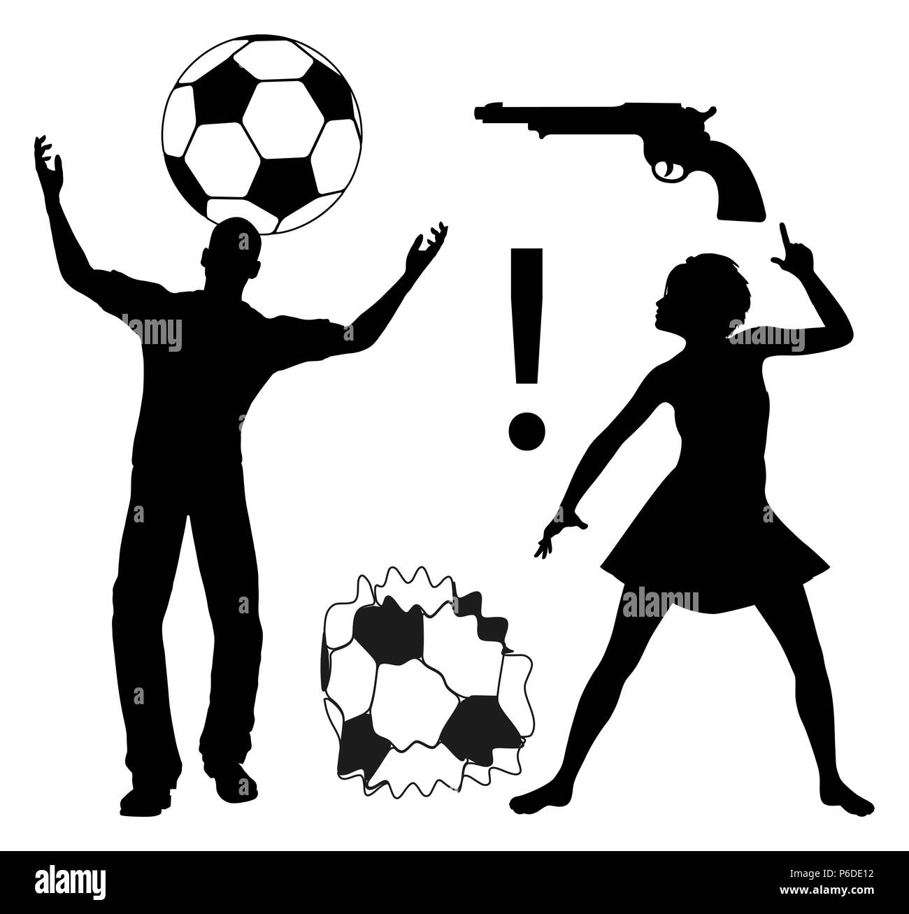 Egli è appassionato di calcio, mentre lei appena lo odiano. Foto Stock