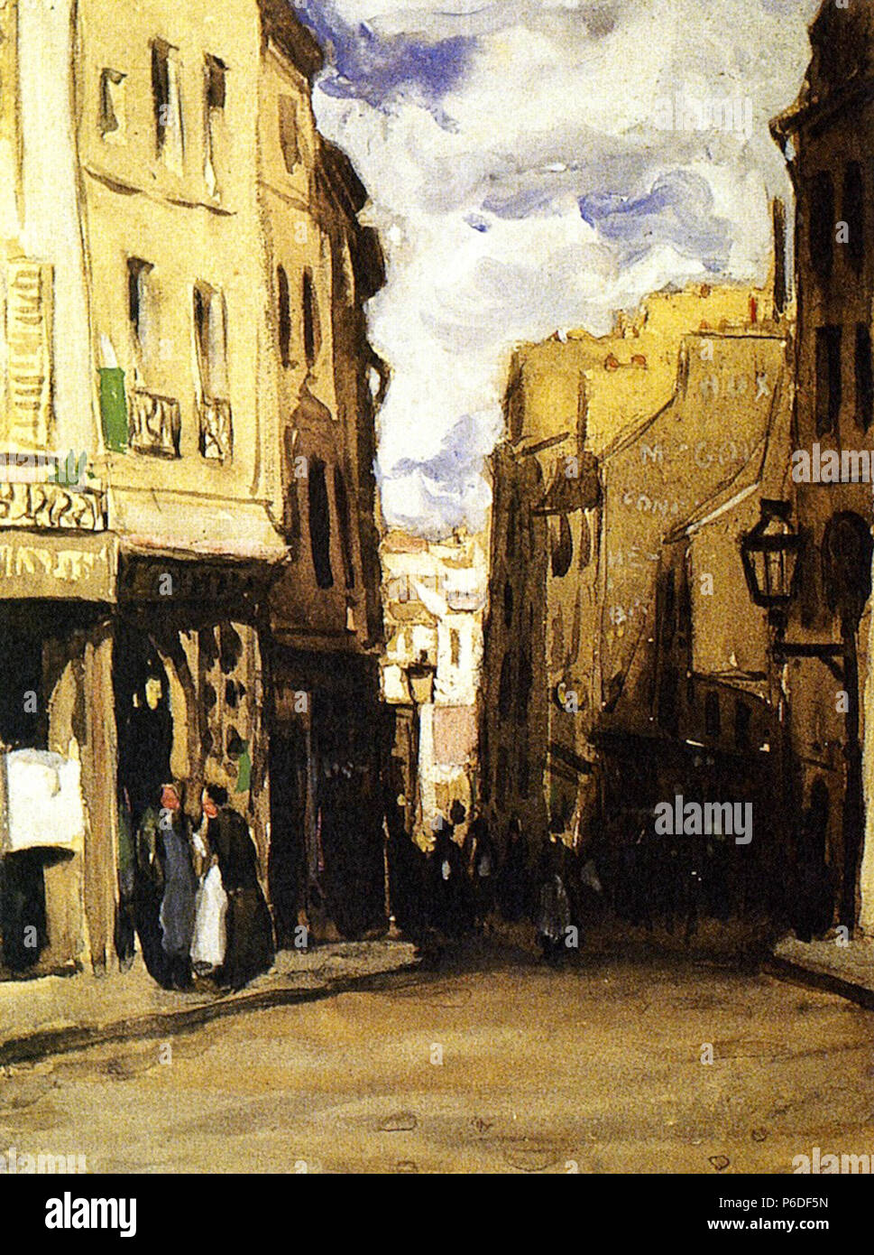 Français : Montparnasse paesaggio acquerello 30,5 × 20,3 cm (12 × 7,9). circa 1900 44 Frederick Frieseke Carl, 1900c - Paesaggio di Montparnasse Foto Stock