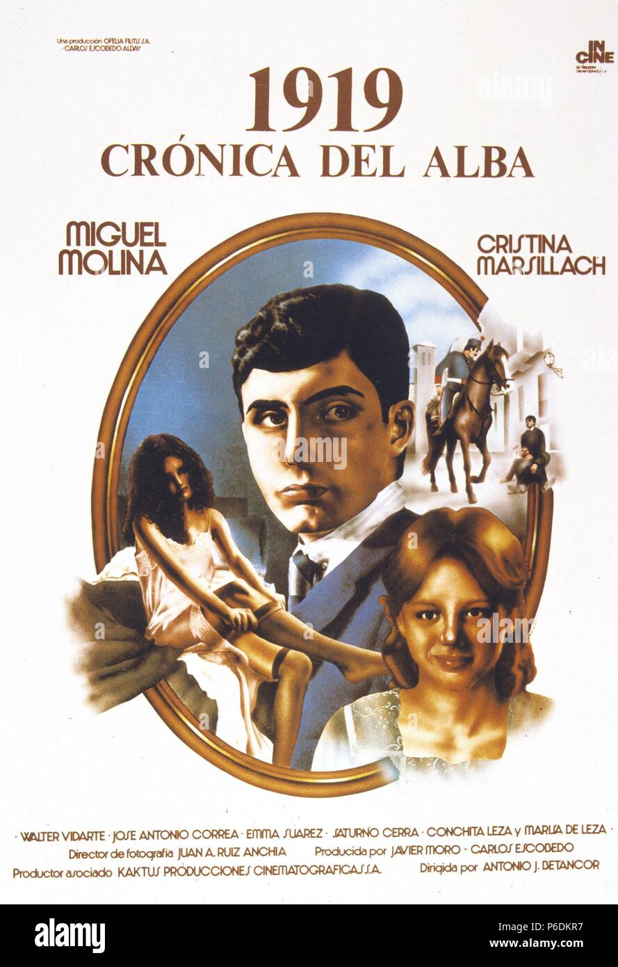 PELICULA : 1919 episodio della Cronica DEL ALBA , 1983. BASADA EN LA OBRA ' episodio della Cronica DEL ALBA ' DE RAMON J. Sender. Direttore : ANTONIO JOSE BETANCOR. ACTORES : MIGUEL MOLINA , CRISTINA MARSILLACH. Foto Stock