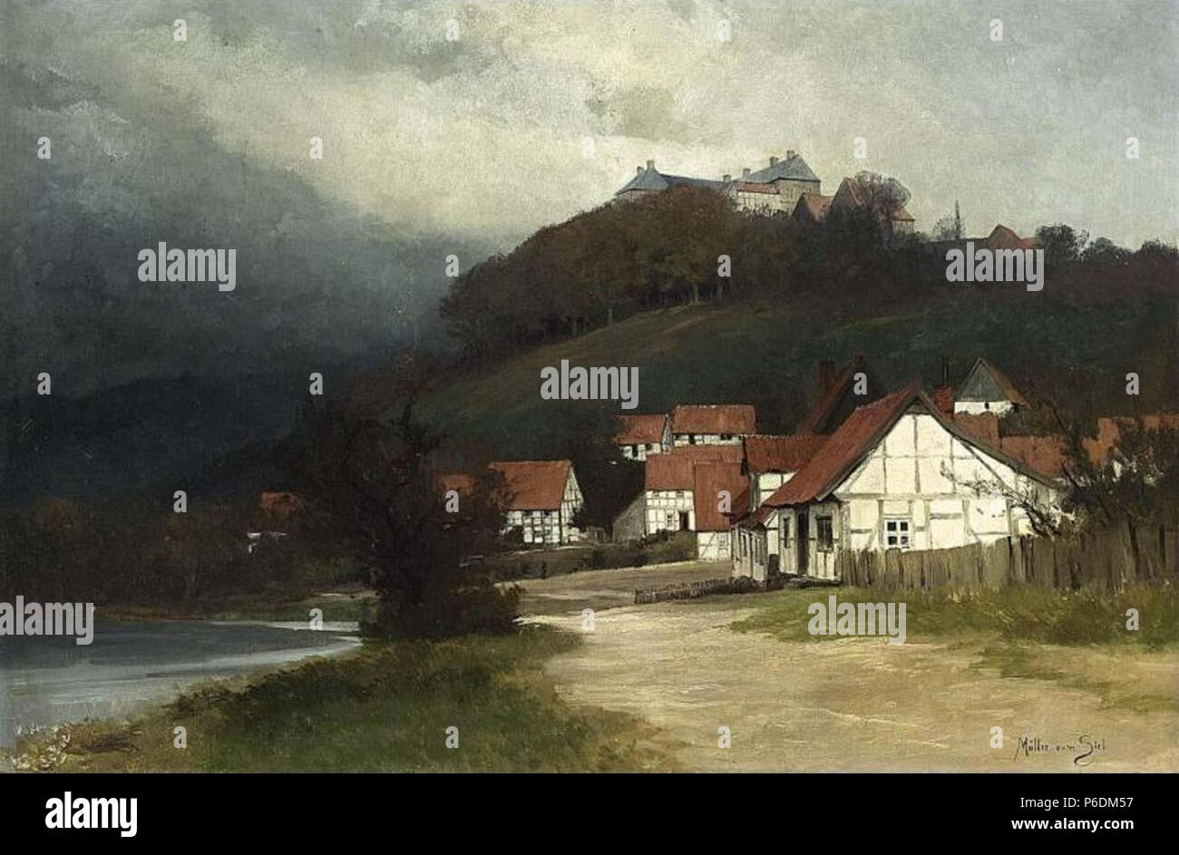 64 Georg Müller vom Siel - Weißes Haus in Landschaft Foto Stock