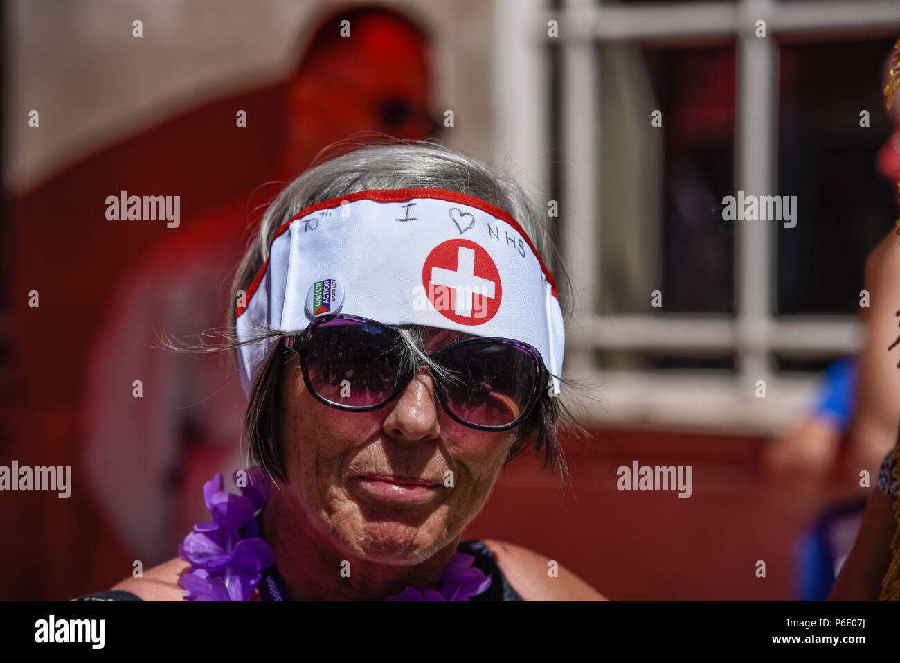 Il settantesimo anniversario del Servizio Sanitario Nazionale. La manifestazione è anche utilizzato per dimostrare contro austerità, la riduzione di finanziamenti e i tentativi di vendere servizi al settore privato Foto Stock