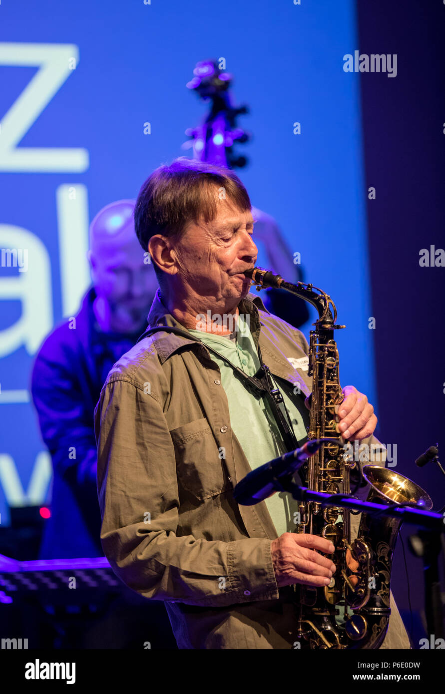 Kracow, Polonia - 29 Giugno 2018: Zbigniew Namyslowski Quintet dal vivo sul palco di Manggha Museo di arte giapponese e la tecnologia presso il Summer Jazz Festival di Cracovia. La Polonia Credito: Wieslaw Jarek/Alamy Live News Foto Stock