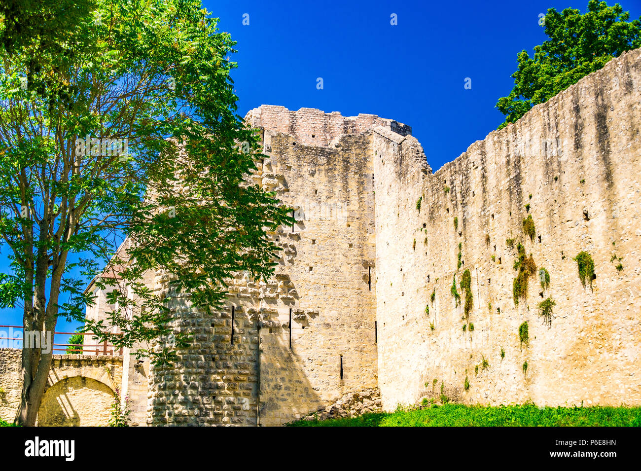 Il medievale cinta fortificata fu costruita nel XIII secolo a Provins, Francia Foto Stock